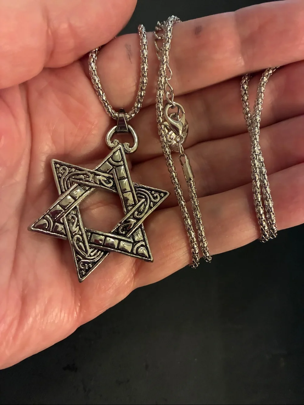 Silver Star of David Pendant Necklace NWOT